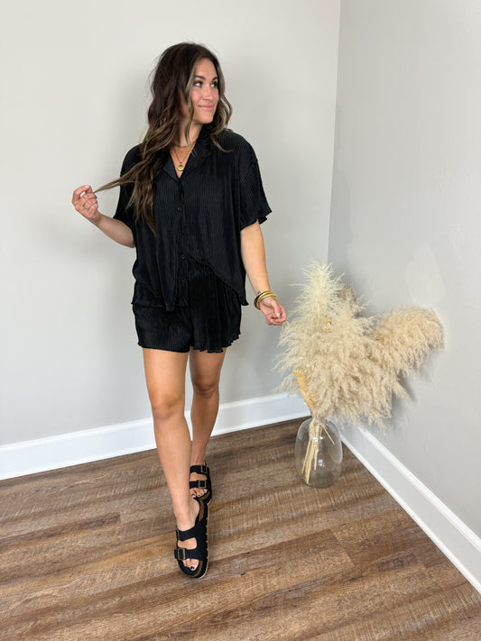 Council Pleated Shirt | Black FINAL SALE