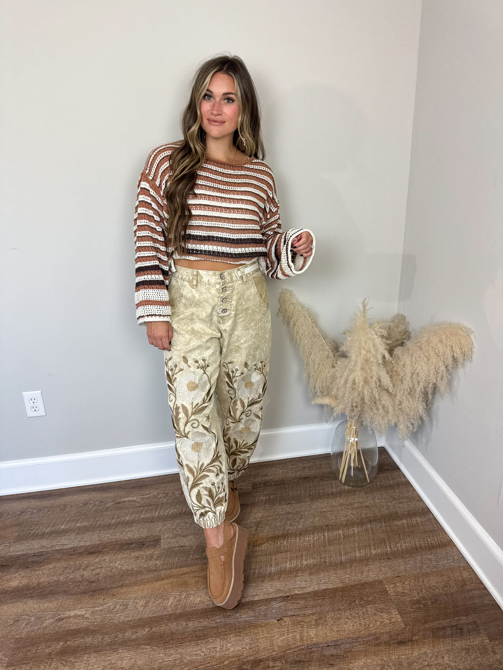 Brighton Striped Sweater | Brown