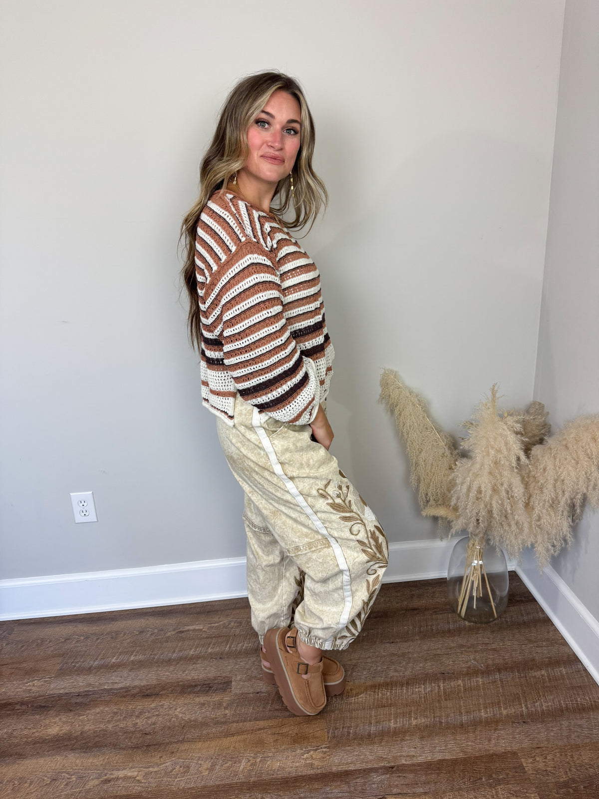 Brighton Striped Sweater | Brown