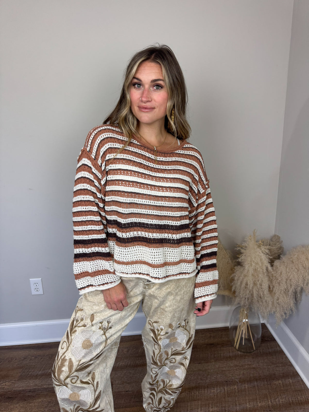 Brighton Striped Sweater | Brown