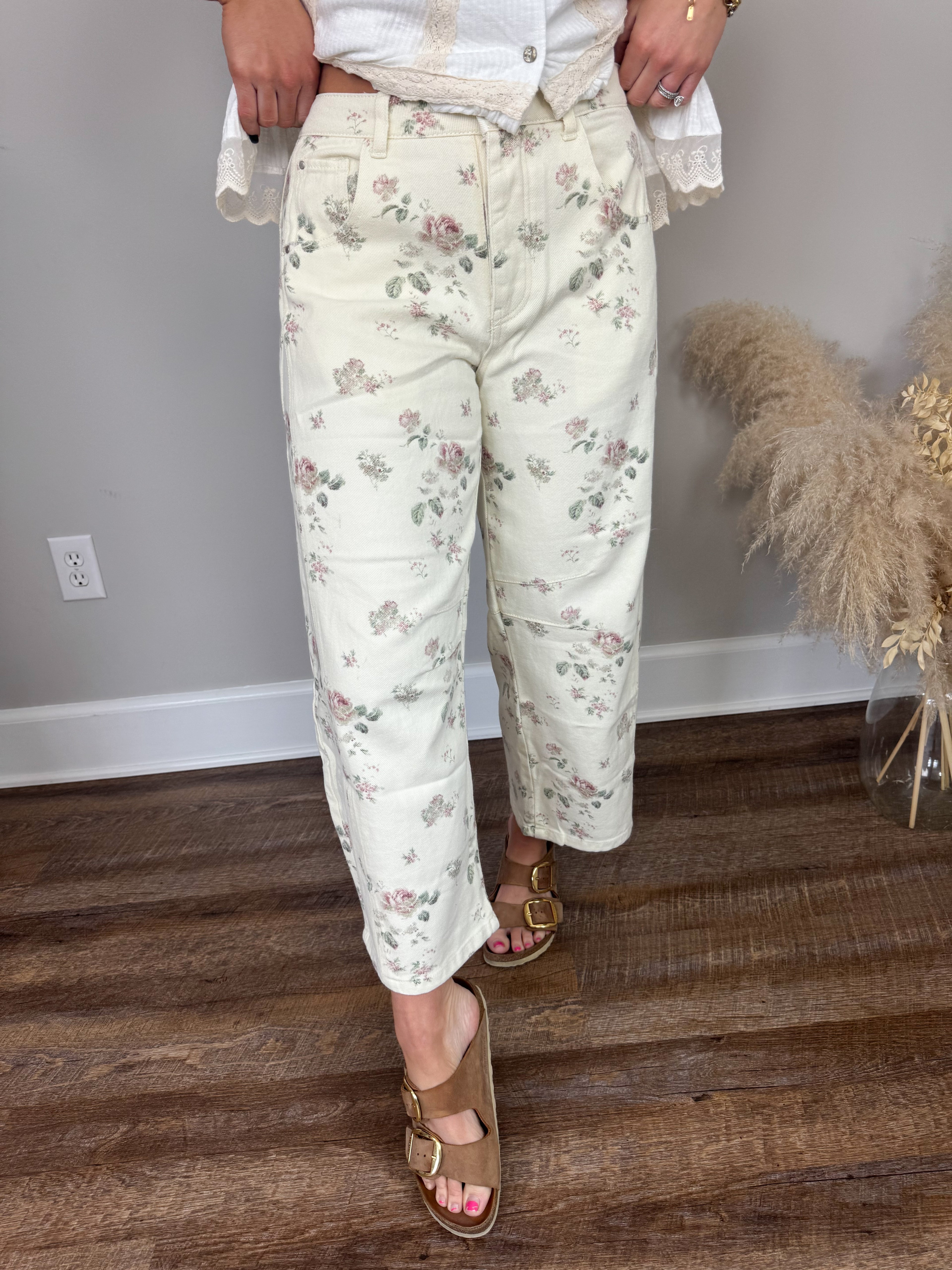 Steele Floral Barrel Jeans