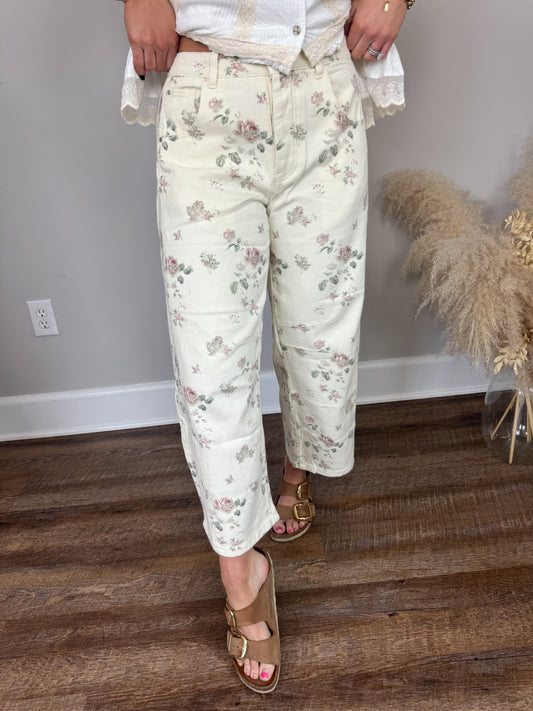 Steele Floral Barrel Jeans