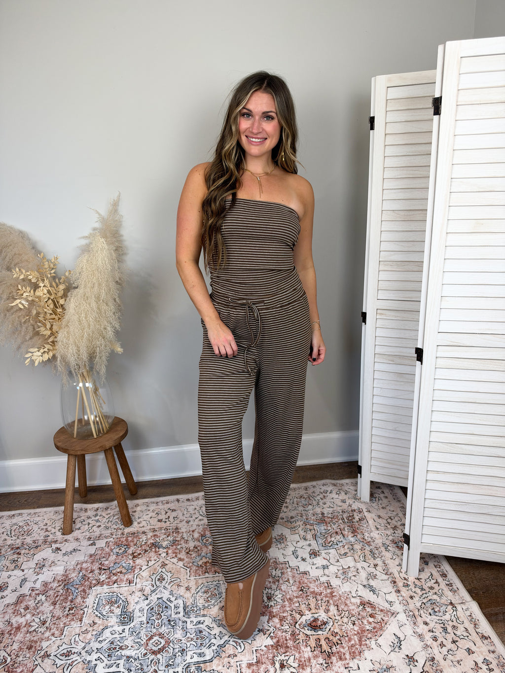 Laurel Striped Tube Top | Brown