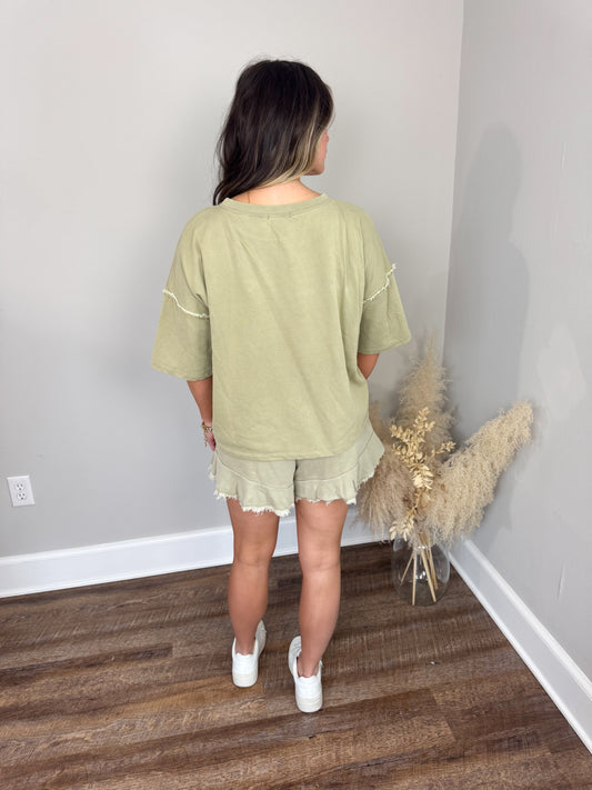 Auburn Ruffled Shorts | Olive