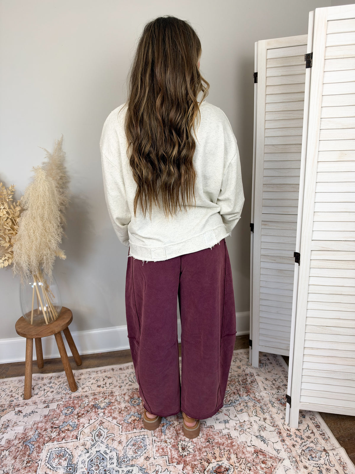 Cozy Canyon Barrel Leg Pants | Burgundy