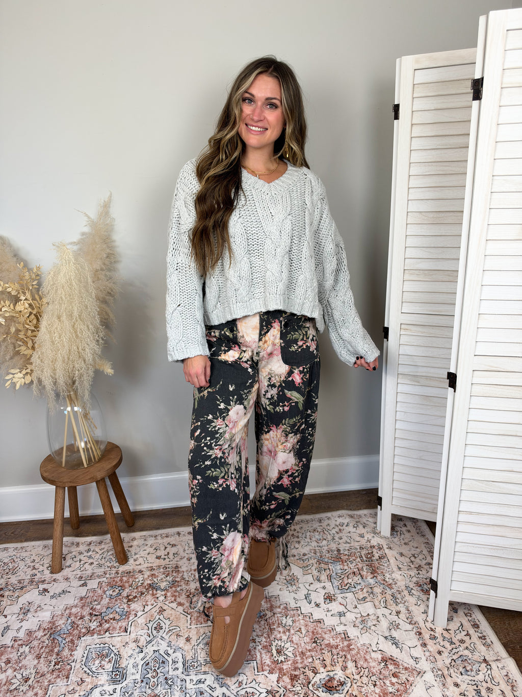 Hayride Cable Knit Sweater | Gray