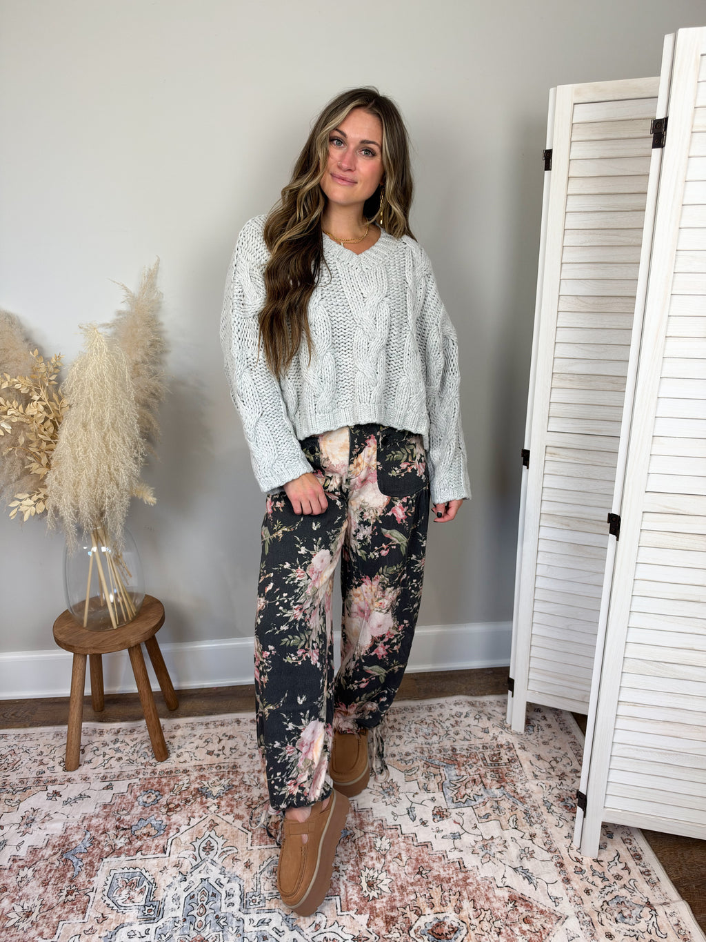 Hayride Cable Knit Sweater | Gray