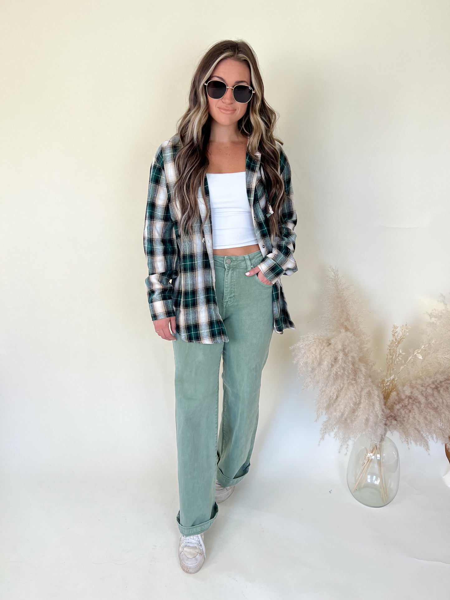 Risen Wide Leg Pants | Olive FINAL SALE