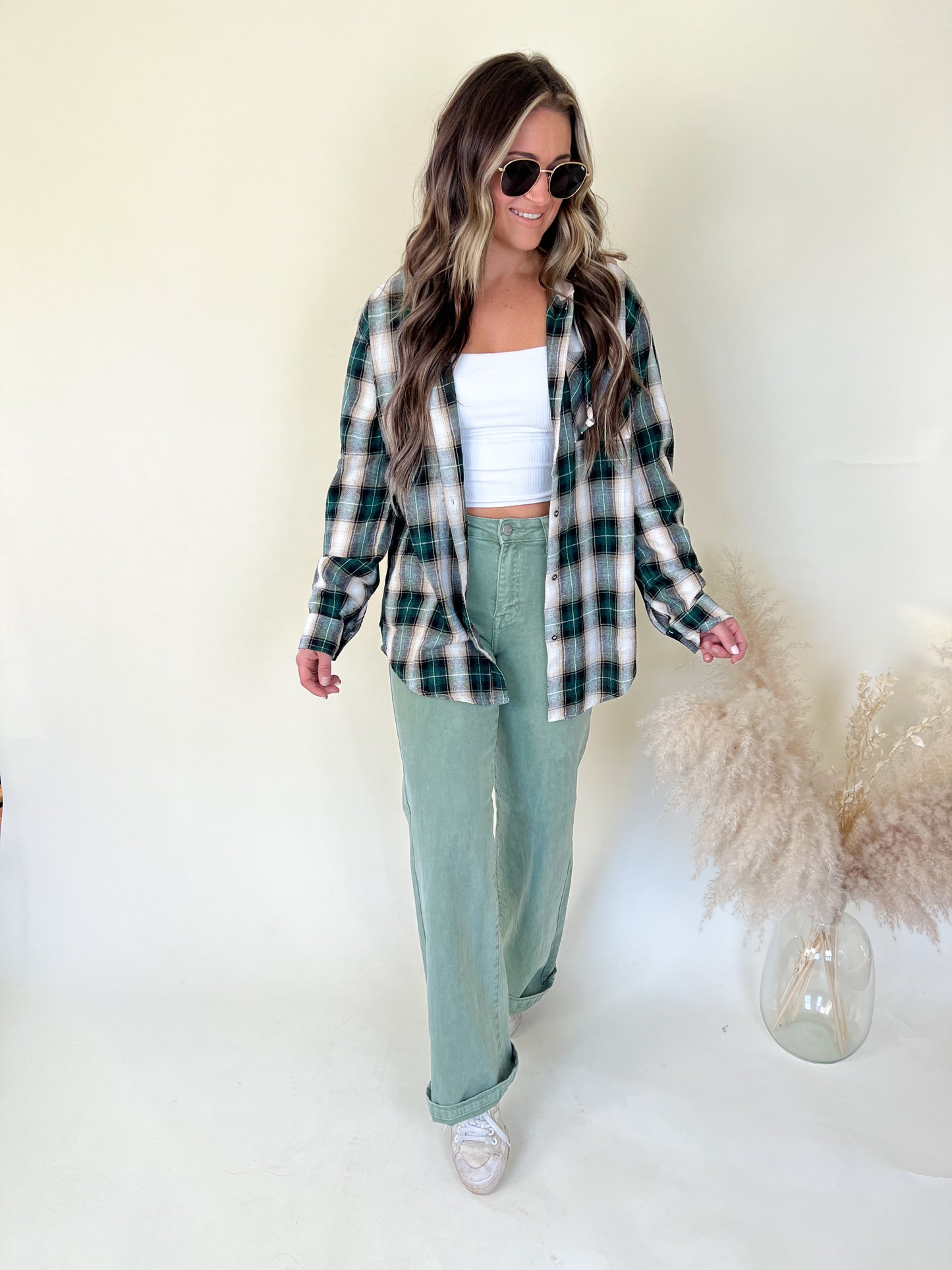 Risen Wide Leg Pants | Olive