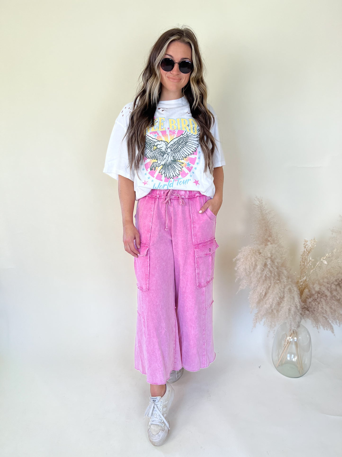 Feeling Good Wide Leg Pants | Pink