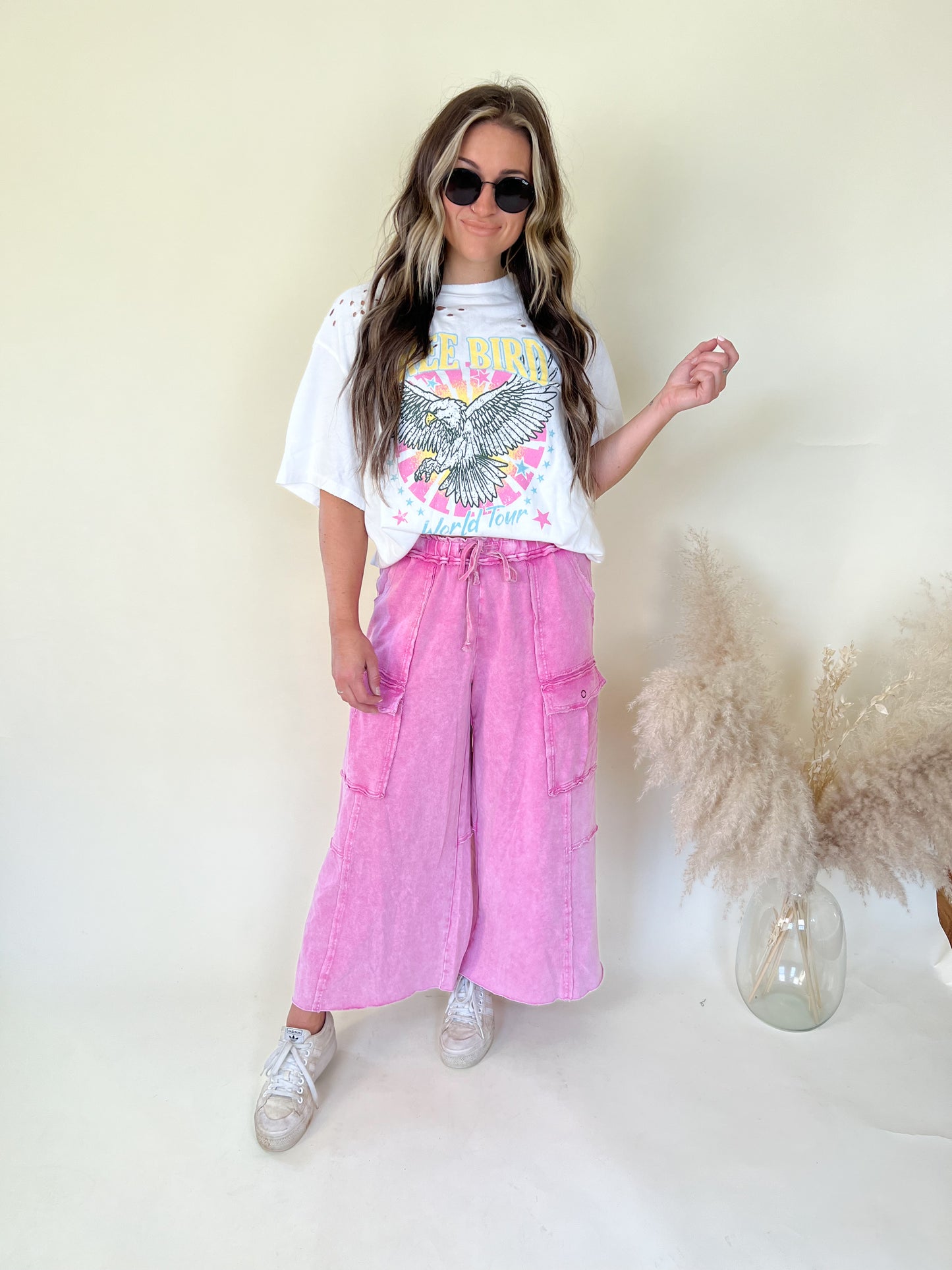 Feeling Good Wide Leg Pants | Pink