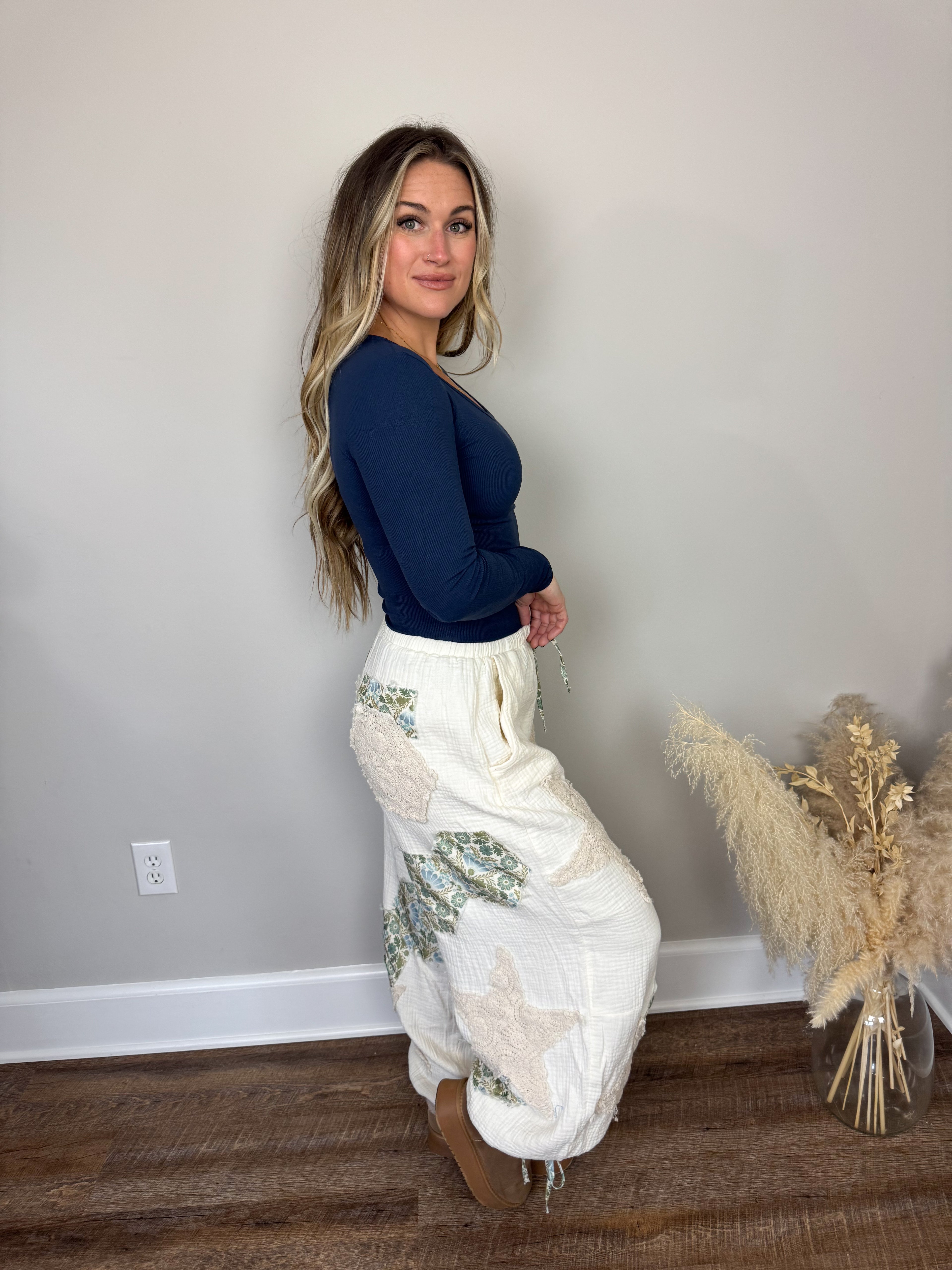 Gray Gauze Joggers