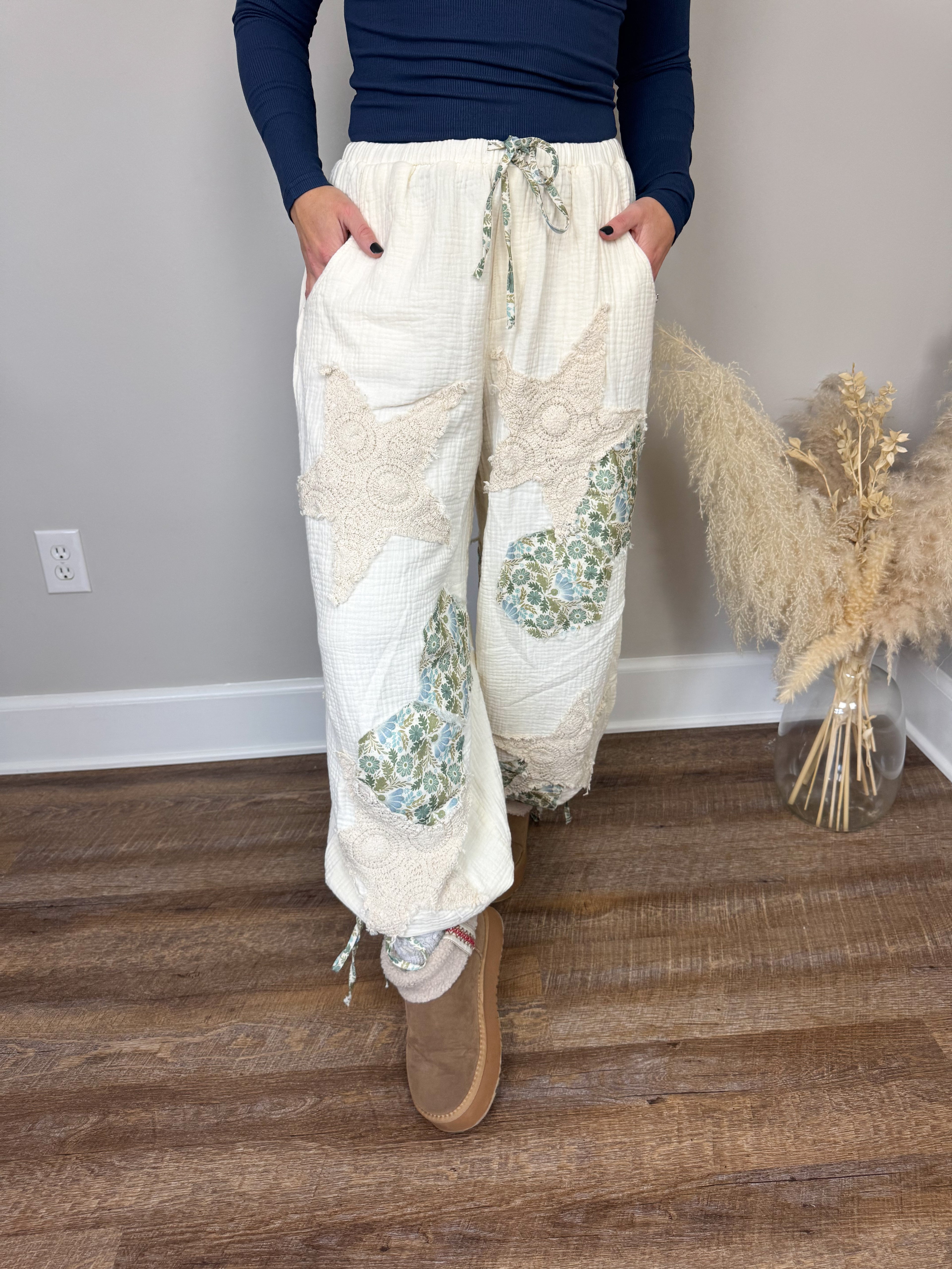 Gray Gauze Joggers