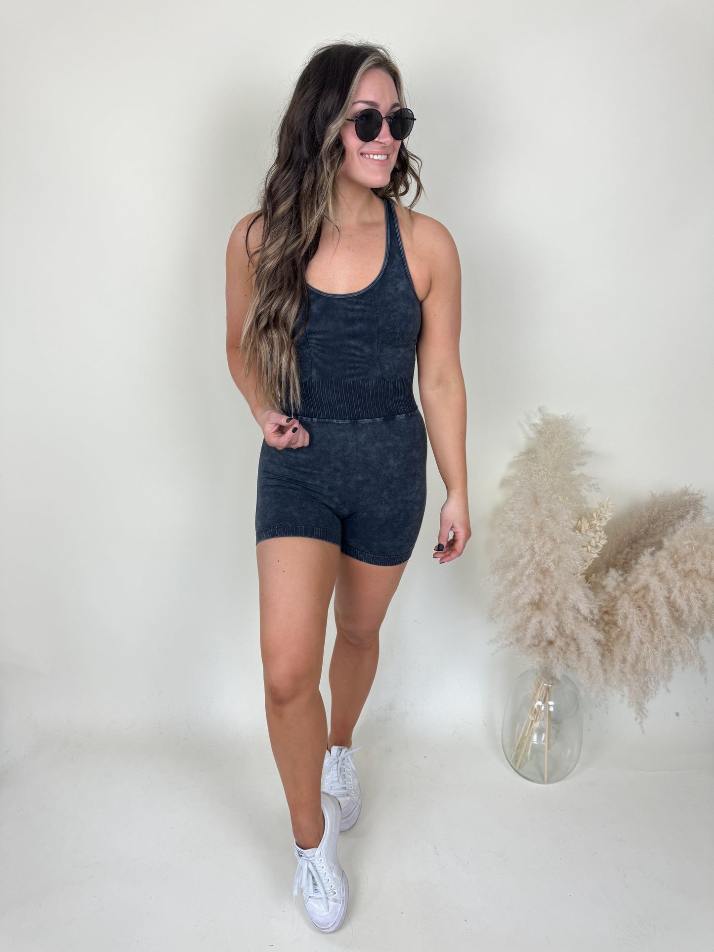 Washed Romper | Black