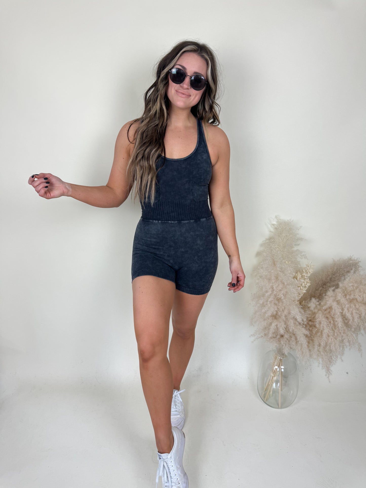 Washed Romper | Black