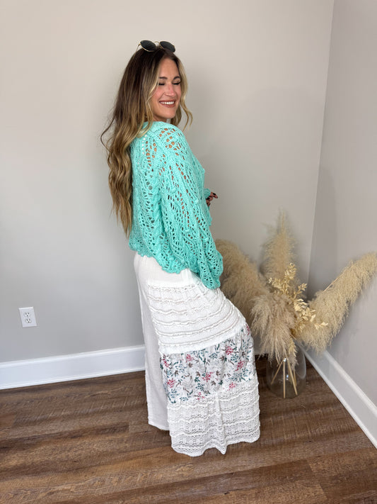 Destiny Crochet Cardigan | Aqua
