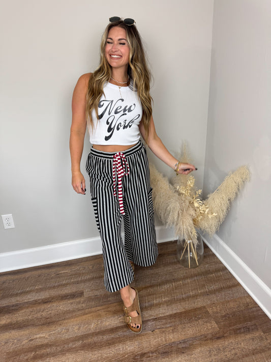Chelsey Striped Pants | Black