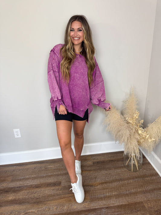 Seaside Washed Sweatshirt | Plum
