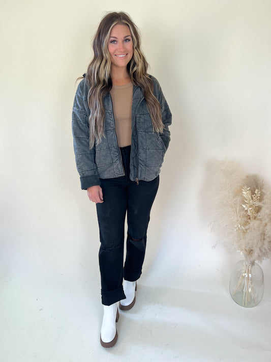 Count On Me Quilted Jacket | Charcoal
