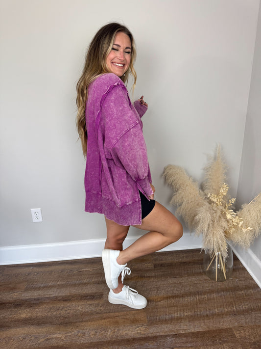 Seaside Washed Sweatshirt | Plum