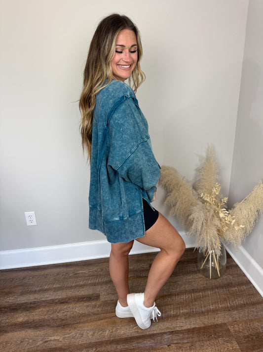 Seaside Washed Sweatshirt | Teal