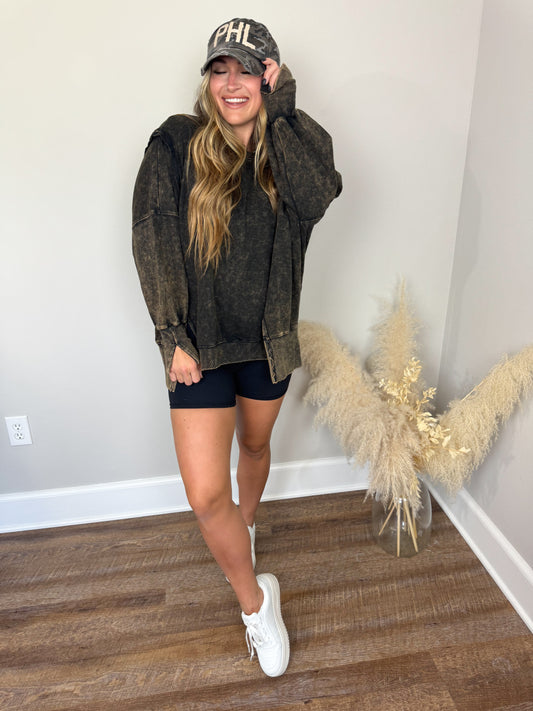 Seaside Washed Sweatshirt | Ash Black