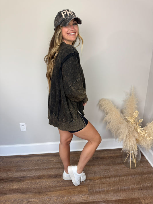 Seaside Washed Sweatshirt | Ash Black