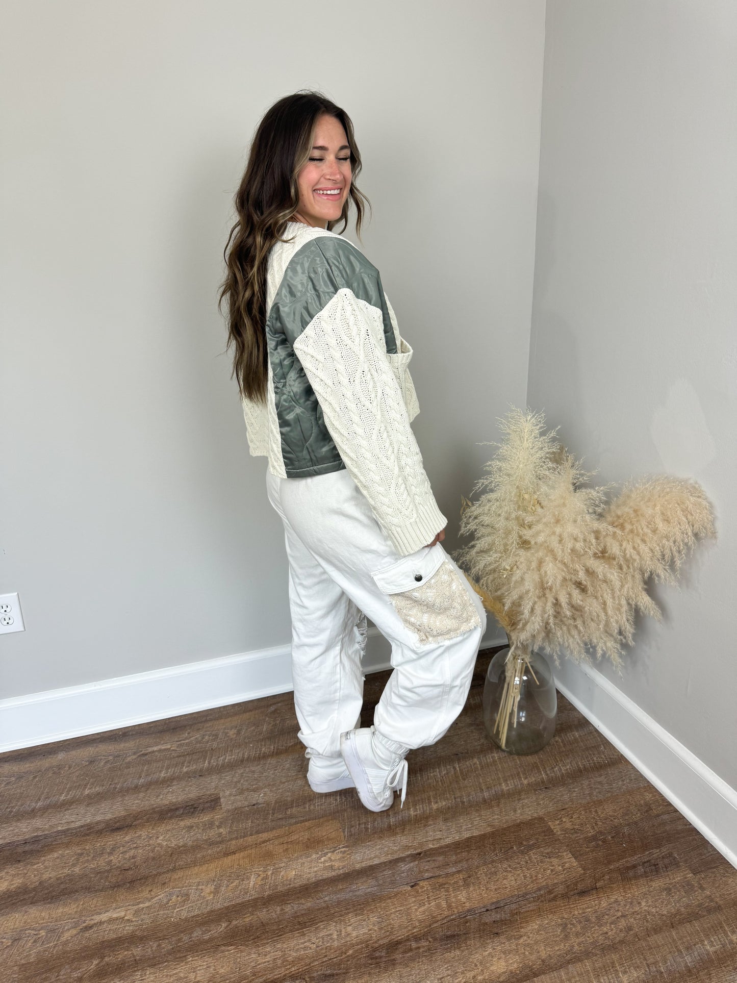 Willow Sweater | Natural/Olive FINAL SALE