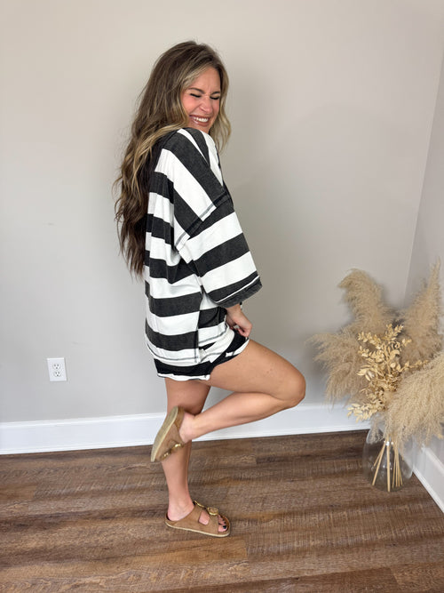 Bristol Striped Pullover | Black