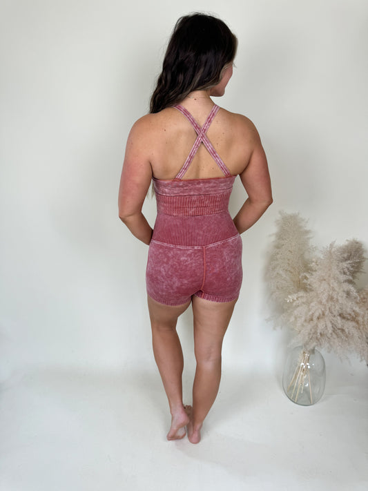 Washed Cross Back Top | Rust