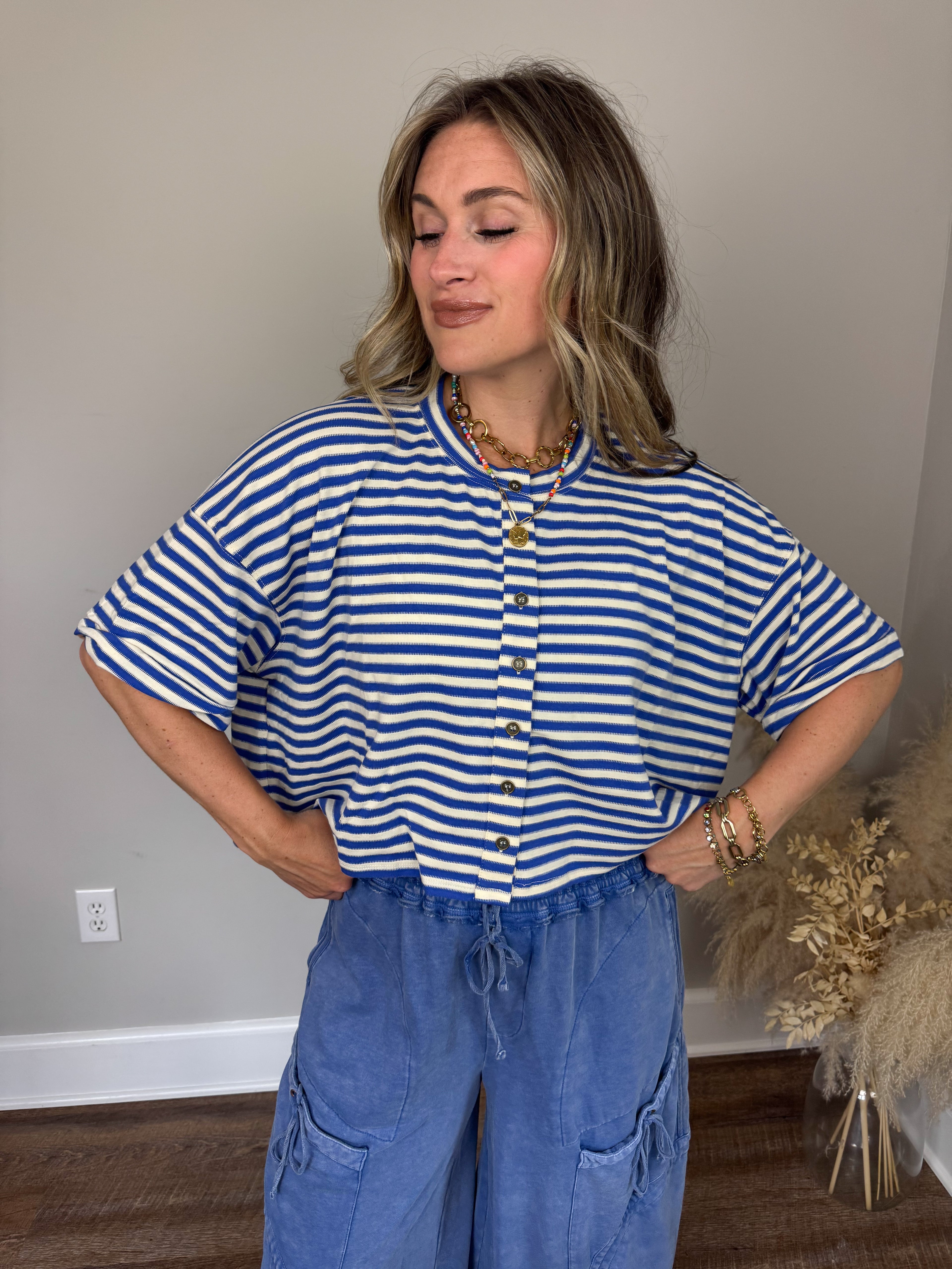 Easy Breezy Striped Top | Blue