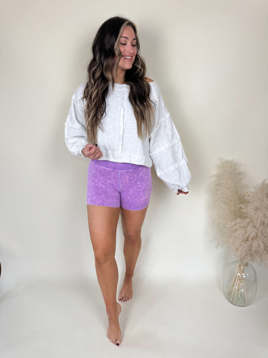 Washed Biker Shorts | Purple
