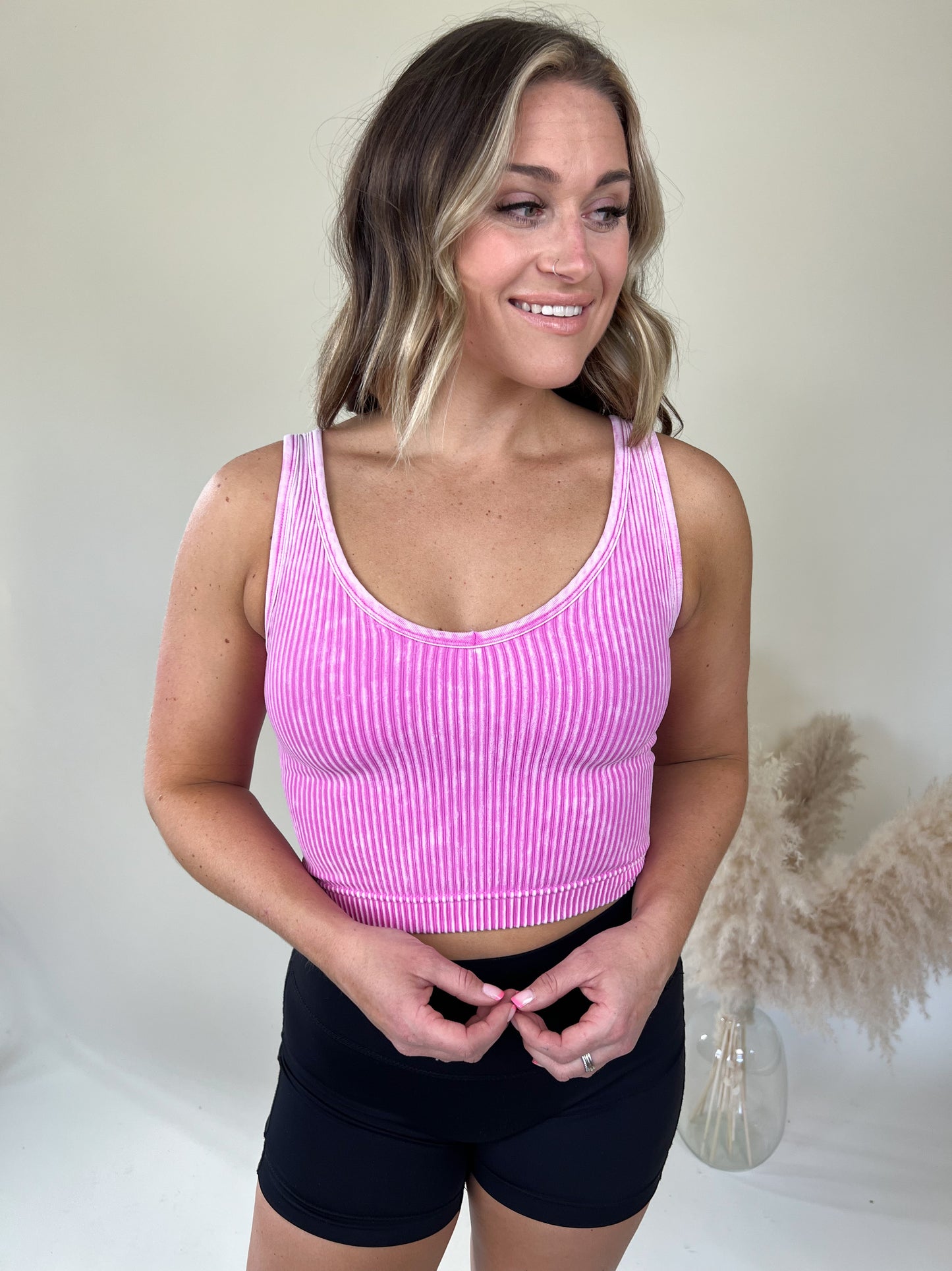 Lover Cropped Tank Top | Bright Mauve