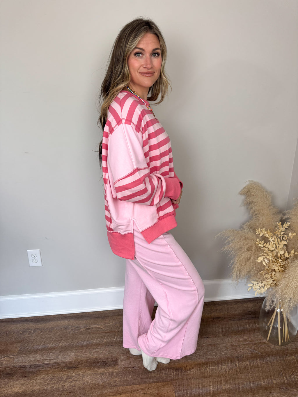 Sadie Striped Pullover | Pink