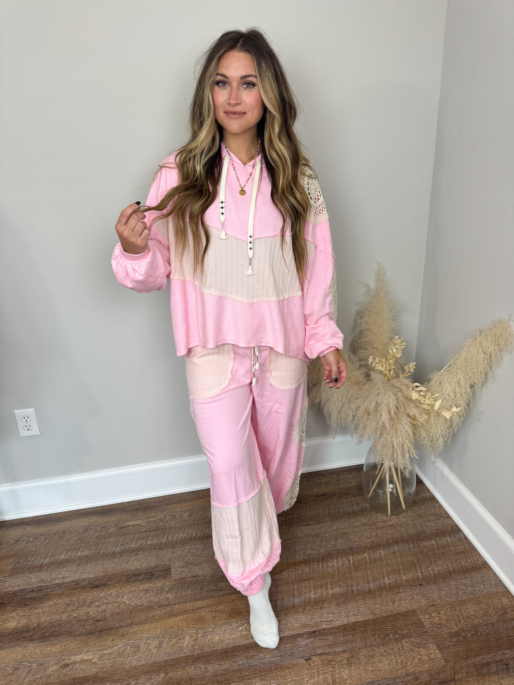 Kylie Crochet Joggers | Pink [Love Sal X POL]