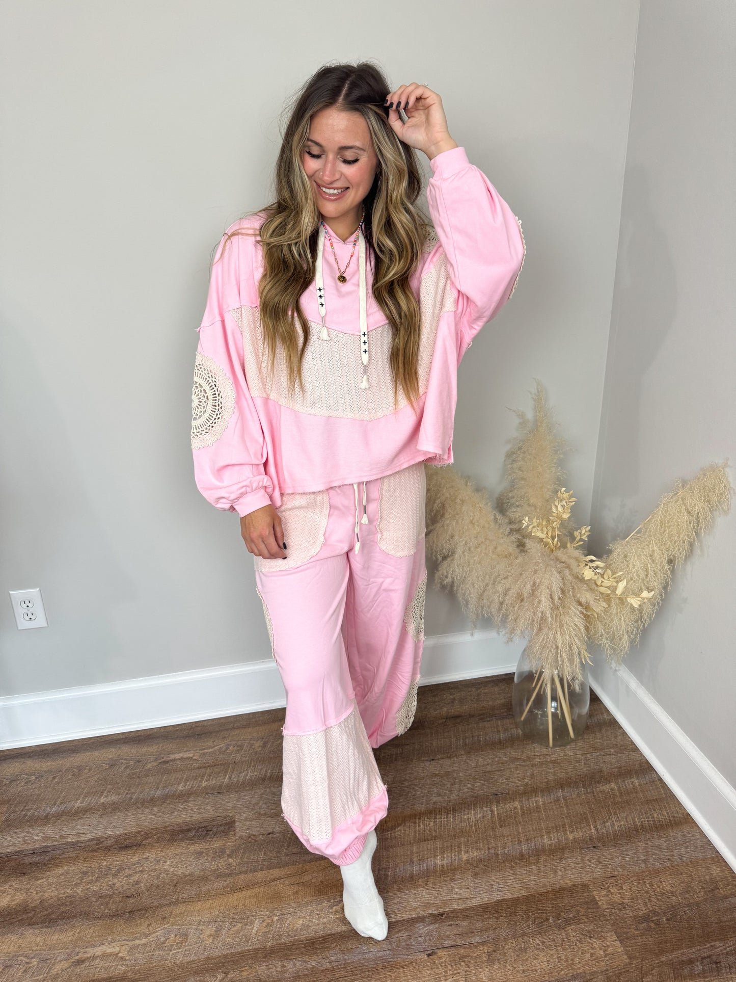 Kylie Crochet Hoodie | Pink [Love Sal X POL]