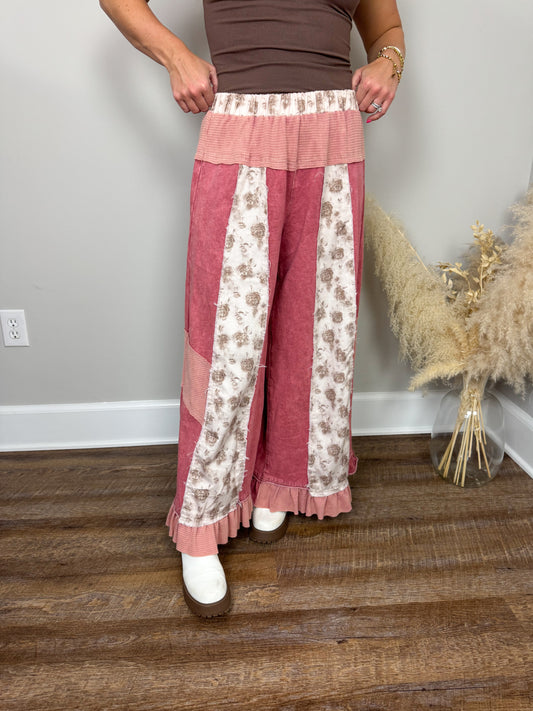 Hank Contrast Pants | Red