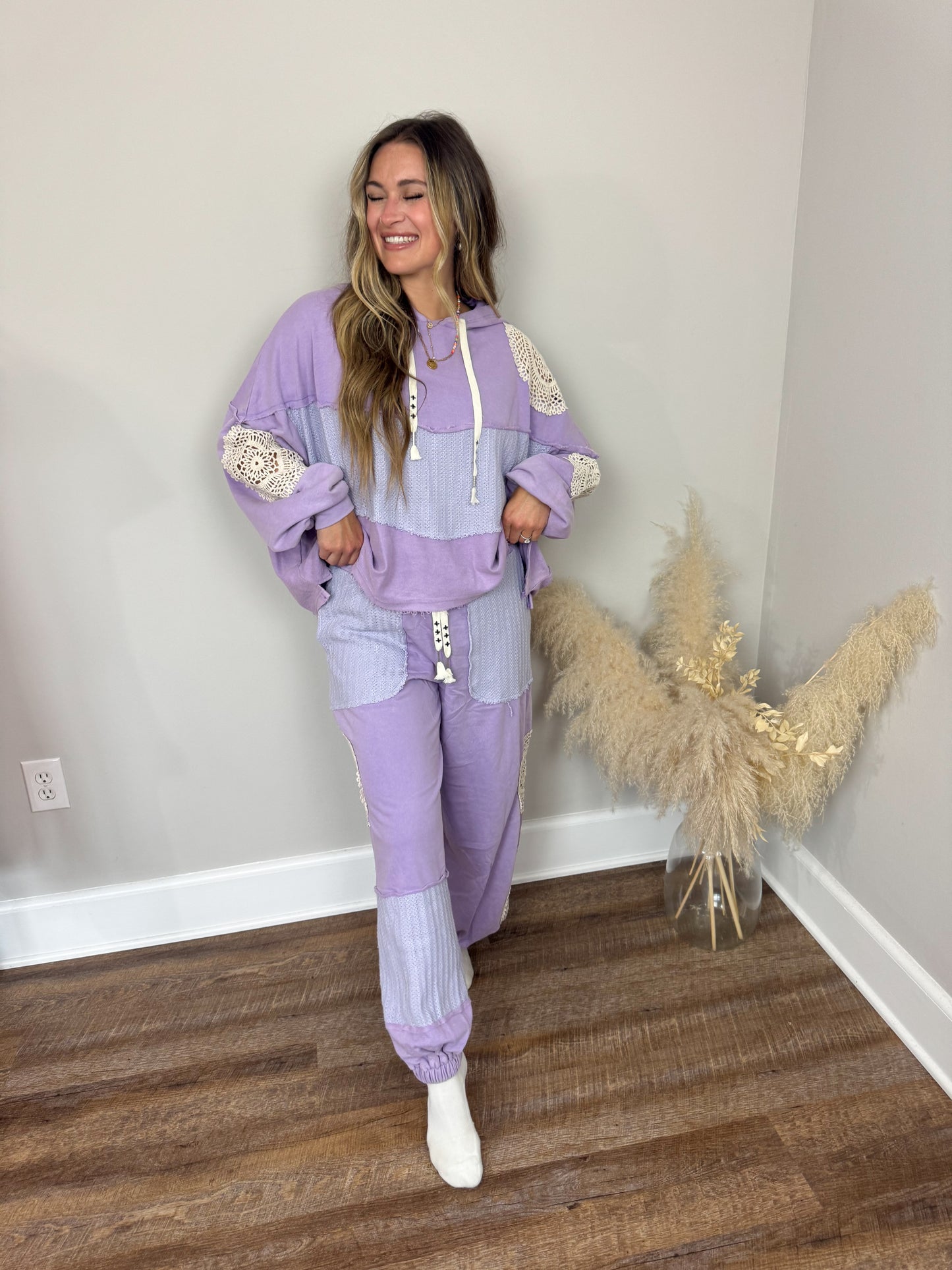 Kylie Crochet Joggers | Lavender [Love Sal X POL]