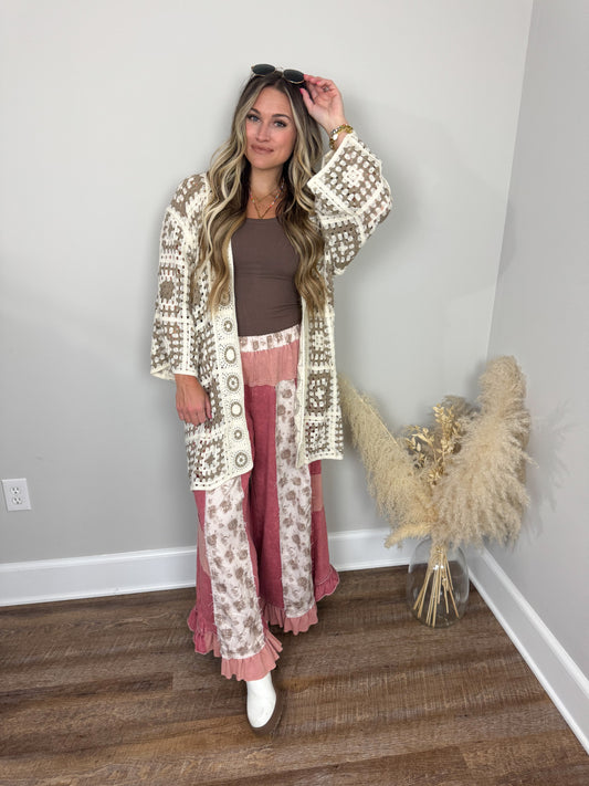 Dusty Petal Crochet Cardigan