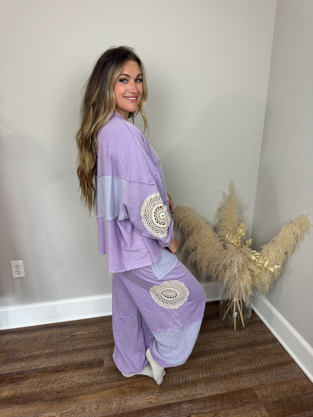 Kylie Crochet Joggers | Lavender [Love Sal X POL]