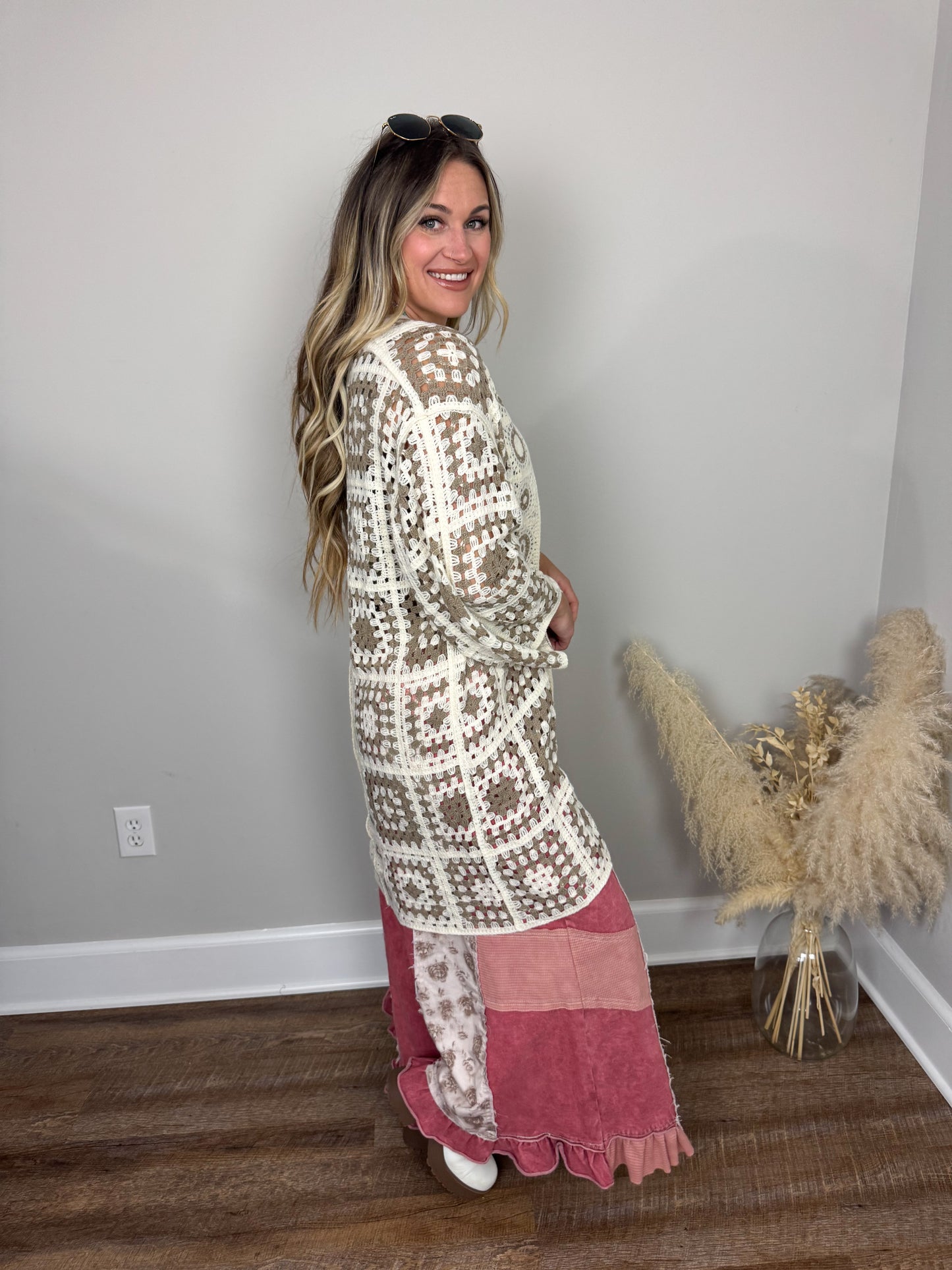 Dusty Petal Crochet Cardigan