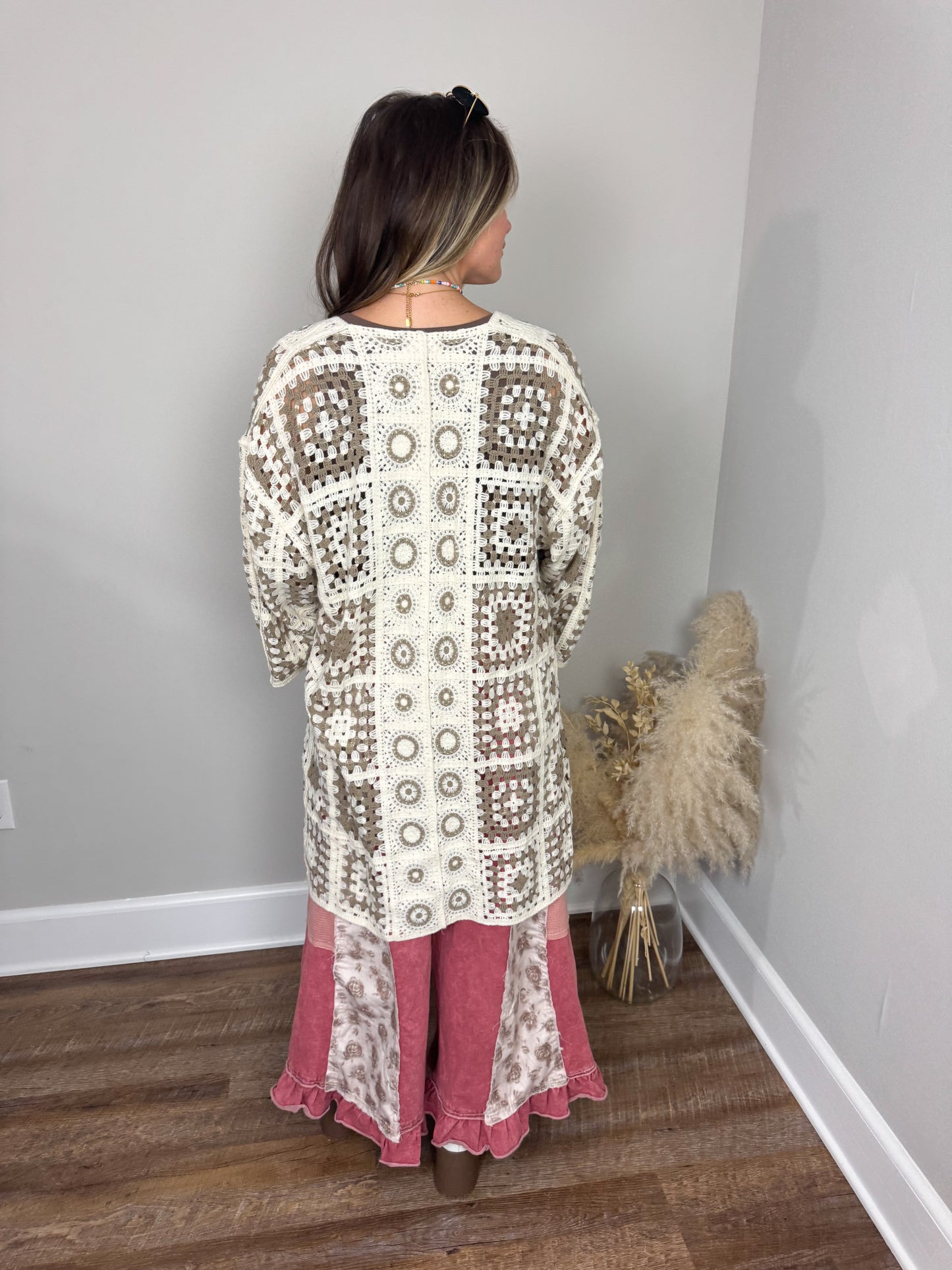 Dusty Petal Crochet Cardigan