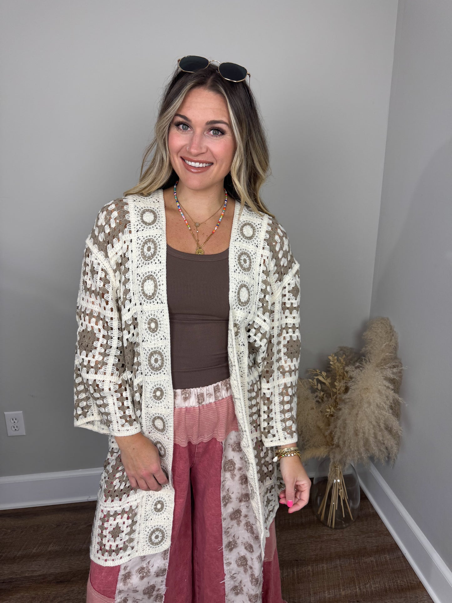 Dusty Petal Crochet Cardigan
