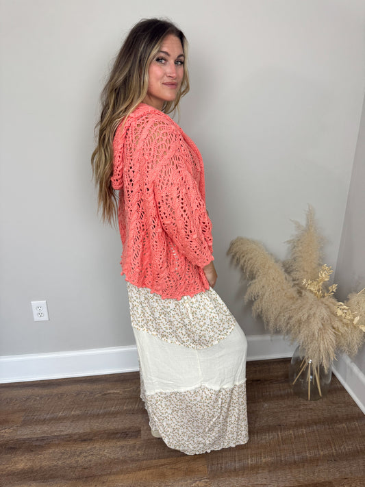 Destiny Hooded Cardigan | Coral