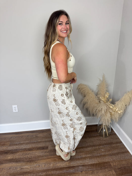 Moonstone Embroidered Joggers