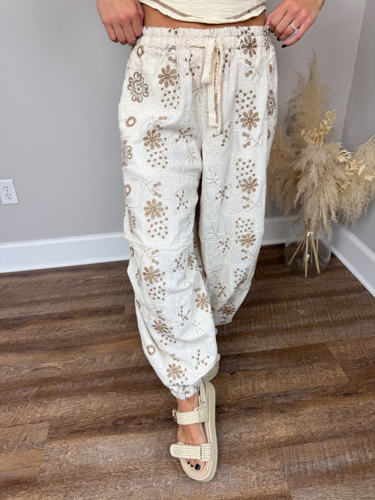 Moonstone Embroidered Joggers