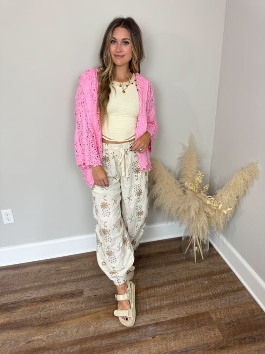 Destiny Hooded Cardigan | Pink