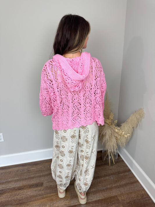 Destiny Hooded Cardigan | Pink