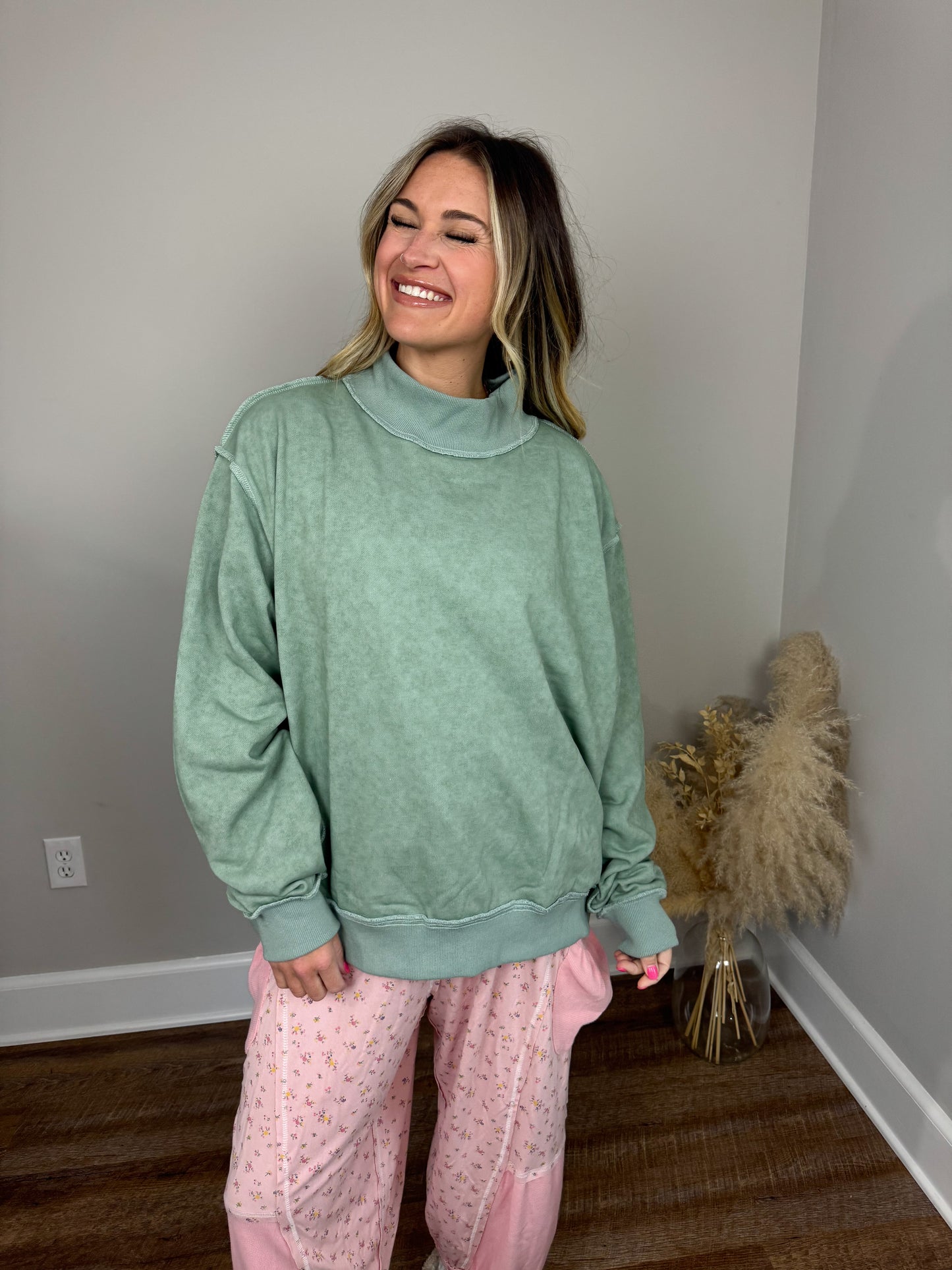 Denver Mock Neck Sweatshirt | Sage