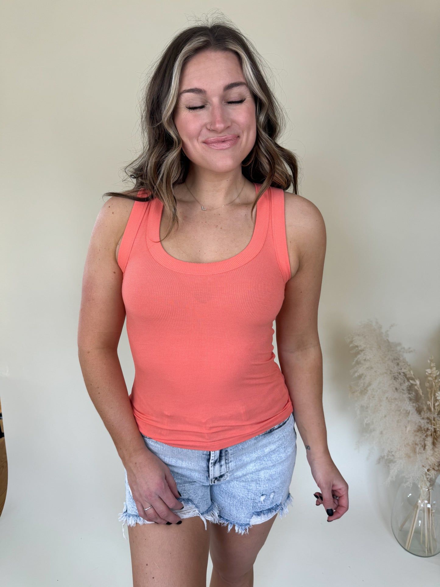 Limitless Ribbed Tank | Coral